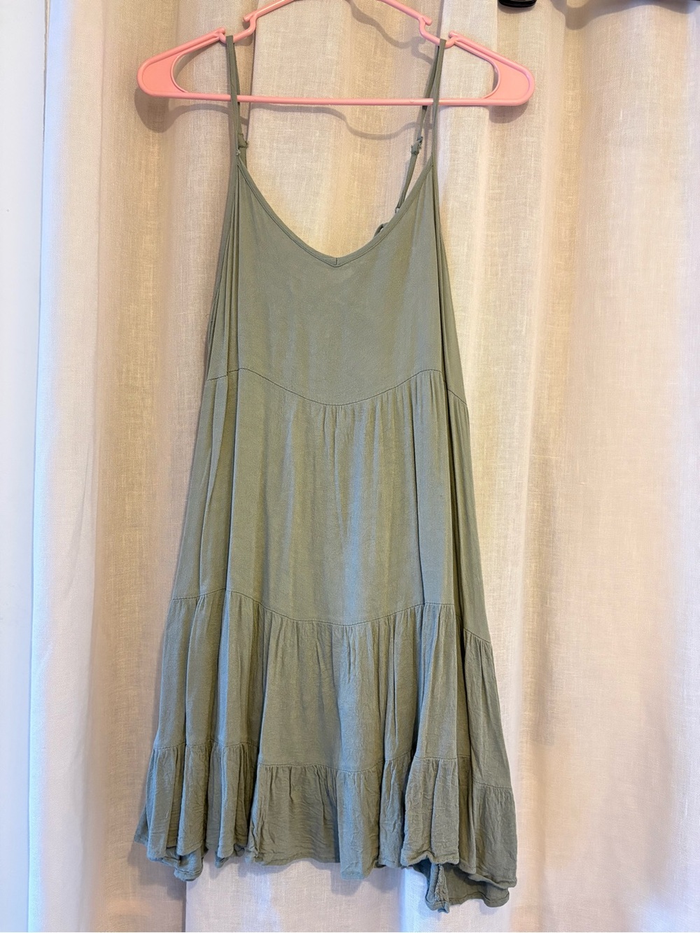 Ambiance Sage Green Tiered Spaghetti Strap Dress